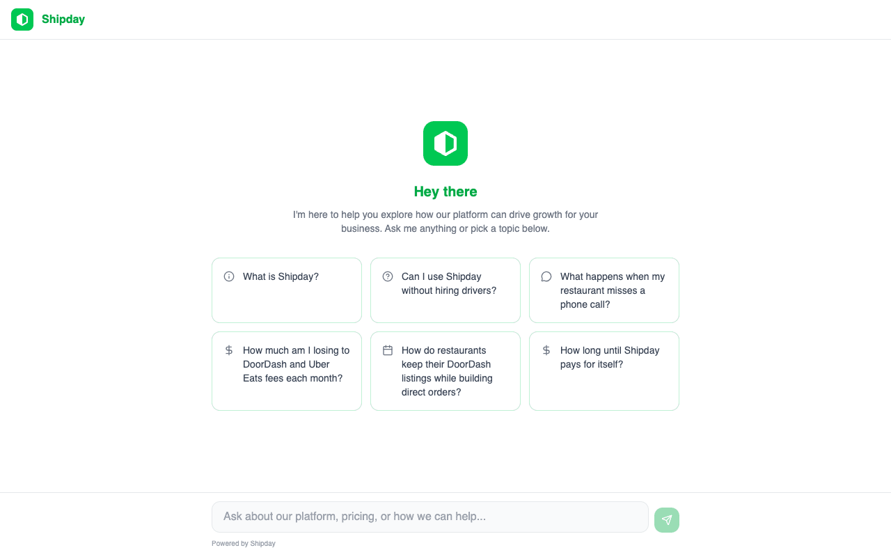 AI Sales Agent welcome screen